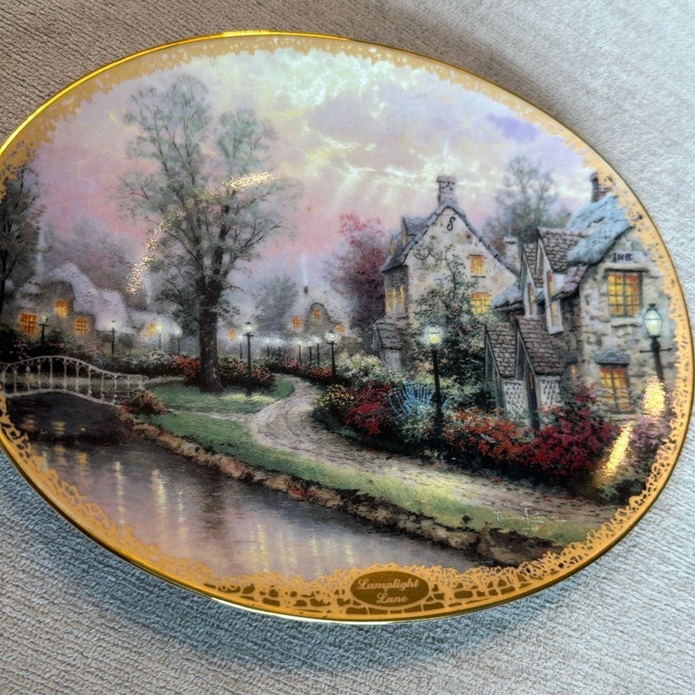 Thomas Kinkade Lamplight Lane 2nd Lamplight Village Collector Plate 6964 NO COA